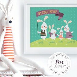 Personalised Bunnies Family Art Print by Mrs Best 1