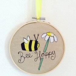 Bee Happy embroidery hoop
